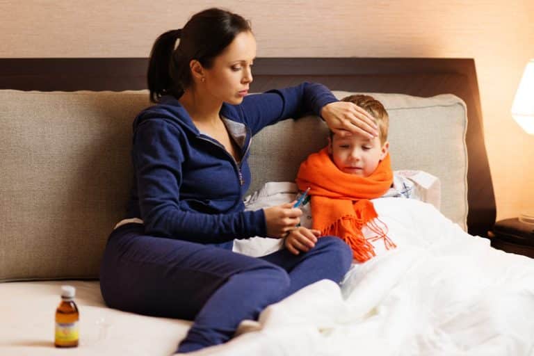 Mom with sick child