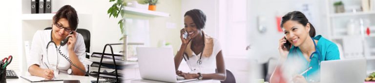 Three telephone triage nurses finding the appropriate level of care for their patients