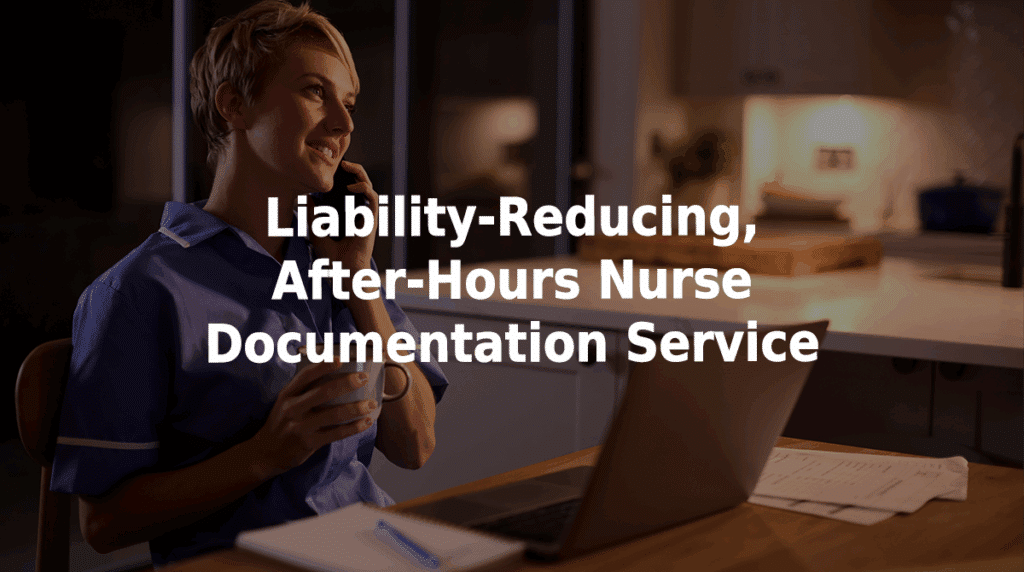 Liability-reducing, after-hours nurse documentation service.