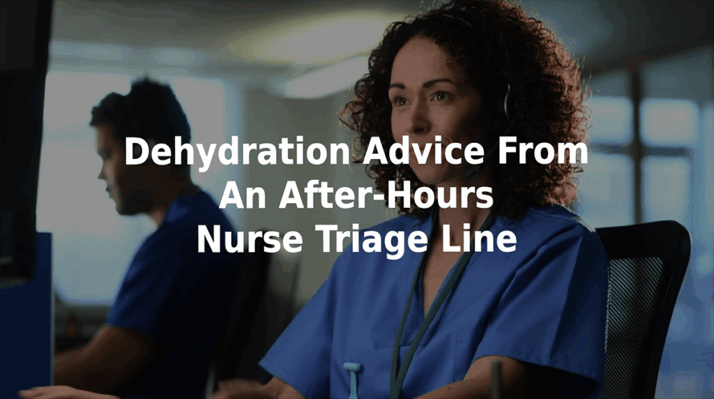 Dehydration advice from an after-hours nurse triage line.