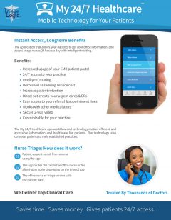 Brochure for a healthcare app for patients to access live triage nurses