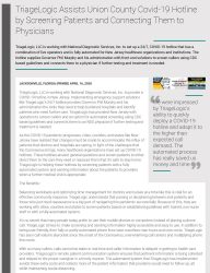 PDF download of press release where TriageLogic is assisting Union County with COVID-19 hotline