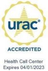 URAC Accreditation Seal for TriageLogic Health Call Center Expires 4-1-2023
